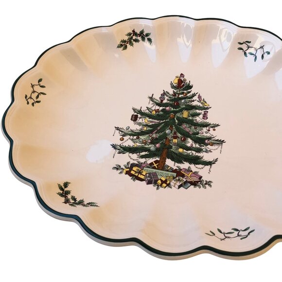 Spode Christmas Tree Oval Fluted Platter Dish Large New - Picture 10 of 13